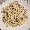 El cooksnap de Beca cuando hizo Salsa de parmesano, roquefort y setas para pasta.