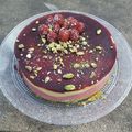 El cooksnap de Martha cuando hizo Tarta de mousse de frambuesa y mango y bizcocho de pistachos.