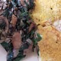 El cooksnap de César Aufheben cuando hizo Omelette con espinacas y champiñones.