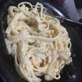 El cooksnap de Selene Aguilar cuando hizo Pasta Alfredo (Versión 2 de pasta con camarones y brócoli).