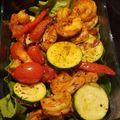 Liz Flores's cooksnap of when they made Shrimp zucchini on a bed of romaine lettuce.