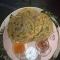 Nutan Shah's cooksnap of when they made Achari methi laccha paratha.