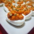 El cooksnap de Salma cuando hizo Huevos de codorniz rellenos de crema de sobrasada y miel.