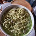 El cooksnap de Vicente cuando hizo Tallarines con pollo y pesto de acelga (o espinaca) en Thermomix.