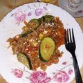 El cooksnap de Williams Giron cuando hizo Soja texturizada con calabacín y tomate.