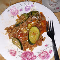 El cooksnap de Williams Giron cuando hizo Soja texturizada con calabacín y tomate.