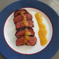 El cooksnap de Yessica cuando hizo Magret de pato con reducción de mango y naranja al oporto.