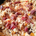 El cooksnap de Carmeta cuando hizo Arroz con pollo y jamón curado con setas y tomate secos.