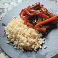 El cooksnap de Desy Romero cuando hizo Ternera en salsa teriyaki con arroz basmati.