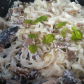 El cooksnap de Karmen cuando hizo Tallarines con Setas y Queso Gorgonzola.