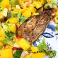 รูป Cooksnap ของ Come la Rose เมื่อเขาทำ สเต็กอกไก่ย่างพริกไทยดำกับซัลซ่ามะม่วงแอปเปิ้ล