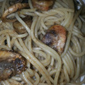 El cooksnap de Ixone cuando hizo Espaguetis con gambas y champiñones al ajillo.
