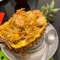 假日煮兩味 的 【透食】南洋風味鳳梨盅海鮮炒飯 cooksnap