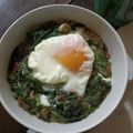 El cooksnap de JoseyPatri cuando hizo Espinacas a la crema con jamón, champiñones y huevo poché.