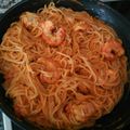 El cooksnap de bruixacoloraina cuando hizo Espaguetis con salsa de nata, gambas y tomate.