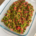 El cooksnap de Marieta cuando hizo Guisantes frescos con tomate, jamón y huevo poché.