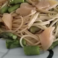 El cooksnap de Gema cuando hizo Radiatori con salmón y espárragos verdes, receta sencilla.
