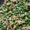 El cooksnap de yasmi cuando hizo Guisantes con jamón y arroz integral en wok.