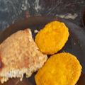 El cooksnap de Silvia leonor Reumann cuando hizo Omelette con queso semiblado y arroz con especias surtidas y mayonesa. Titulo: combinado de omelette.