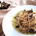 il MammaVanna quando ha preparato Spaghetto quadrato con crunch di funghi e nocciole in crema di pecorino abruzzese