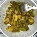 Champa Jain's cooksnap of when they made Baingan aloo masala (brinjal potato masala).