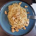 El cooksnap de Mónica cuando hizo Espaguetis con queso y pollo.