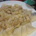 El cooksnap de Sole Condori cuando hizo Pastas con salsa de pollo a la crema con mostaza.