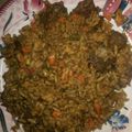 Afreeda's_Bakery's cooksnap of when they made Jollof Rice with salad,pan fried shrimps with fried chicken.