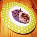 il Chef Barbiano quando ha preparato Risotto al cavolo viola e speck croccante
