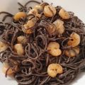 El cooksnap de Laura Foz Beneito cuando hizo Espaguetis nero di sepia con gambas al ajillo.