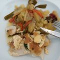 El cooksnap de Bren P Rub cuando hizo Merluza con muselina de ajo y su guarnición.