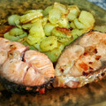 El cooksnap de Alexandr Filippov cuando hizo Salmón a la plancha con papas y boniato cocido.