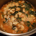 El cooksnap de Ángeles cuando hizo Garbanzos, Acelgas con Bacalao y Langostinos.