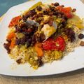 El cooksnap de NajiNaji cuando hizo Cuscús con verdura, pollo y cebolla caramelizada con pasas.