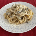 El cooksnap de Rocío MB cuando hizo Salsa de parmesano, roquefort y setas para pasta.