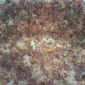 El cooksnap de Sandra cuando hizo Pizza salchichas, bacon y carne picada.