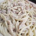 El cooksnap de Lara Hoyuela cuando hizo Espaguetis al roquefort con bacon.
