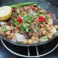 Aruna Thapar's cooksnap of when they made Ghungni/Chole Matar Chaat.