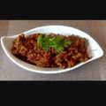 Jibita Khanna's cooksnap of when they made Keema Ambada or Lamb Mince with Red Sorrel Leaves.