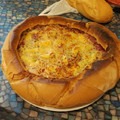 El cooksnap de J. González cuando hizo Pan de hogaza relleno de mozzarella, carne picada y jamón.