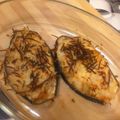 El cooksnap de Marvi cuando hizo Berenjenas rellenas de pollo y gambas.
