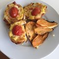 El cooksnap de florcorbo87 cuando hizo Cestitas de panceta, ají, cebolla, tomates cherry y huevos. Para dieta paleo.