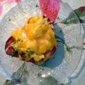 Apie Schutte's cooksnap of when they made scrambled eggs in a bacon basket.
