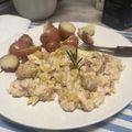 El cooksnap de Florencia Echevarria cuando hizo Pollo al champignon con jamón crudo y papas doradas.