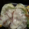 kirby2259's cooksnap of when they made Philly cheesesteak stuffed bell peppers.