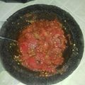 El cooksnap de Esther Soto cuando hizo Salsa de molcajete.
