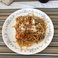 El cooksnap de Lucero Cano cuando hizo Spaghetti a la Boloñesa.