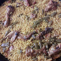 El cooksnap de carlos cuando hizo Paella de pollo y conejo.