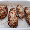El cooksnap de MaryGlory cuando hizo Berenjenas rellenas de verduras y carne picada de pollo.