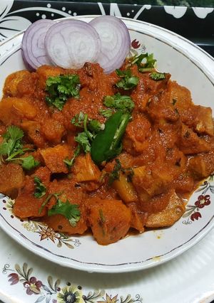 A picture of Restaurant Style Raw Jackfruit Masala.